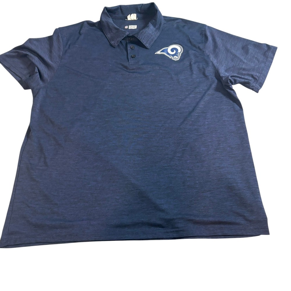 NFL Team Apparel LA Rams Polo Shirt XL Navy Blue Space Dye Short Sleeve Logo
